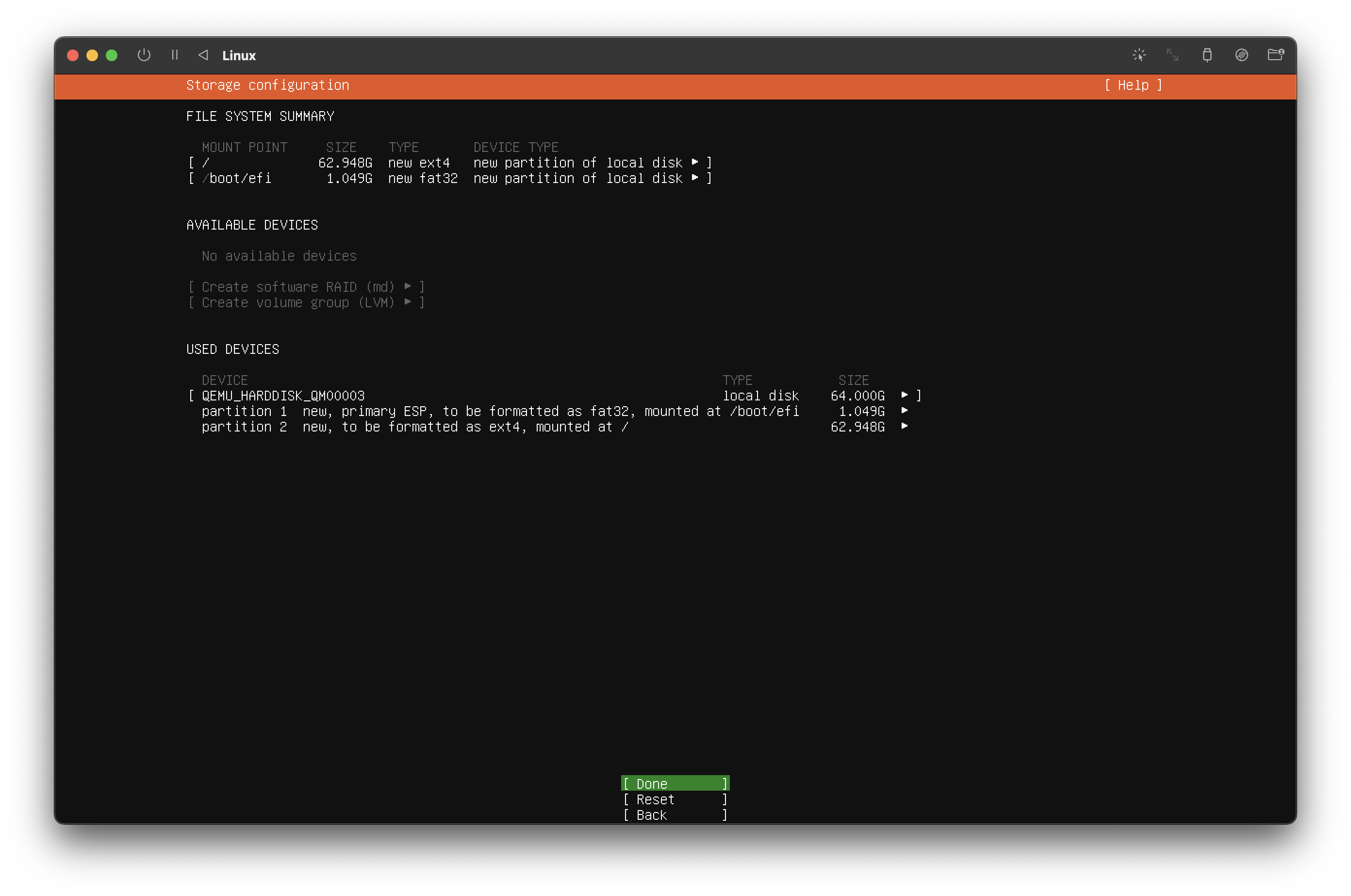 setup partitions